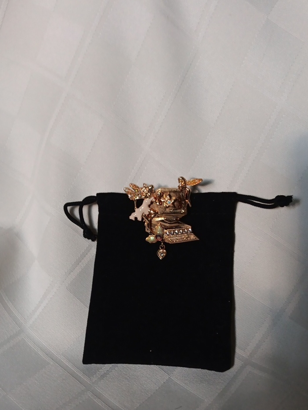 Kirk's Folly Angel  Gold-Tone Decorative Fairy Computer Brooch with Heart Charm